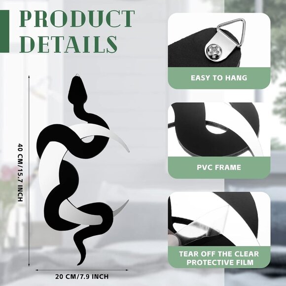 New Black Snake & Crescent Moon Mirror, Gothic Boho Wall Decor for Home & Office - Picture 2 of 9